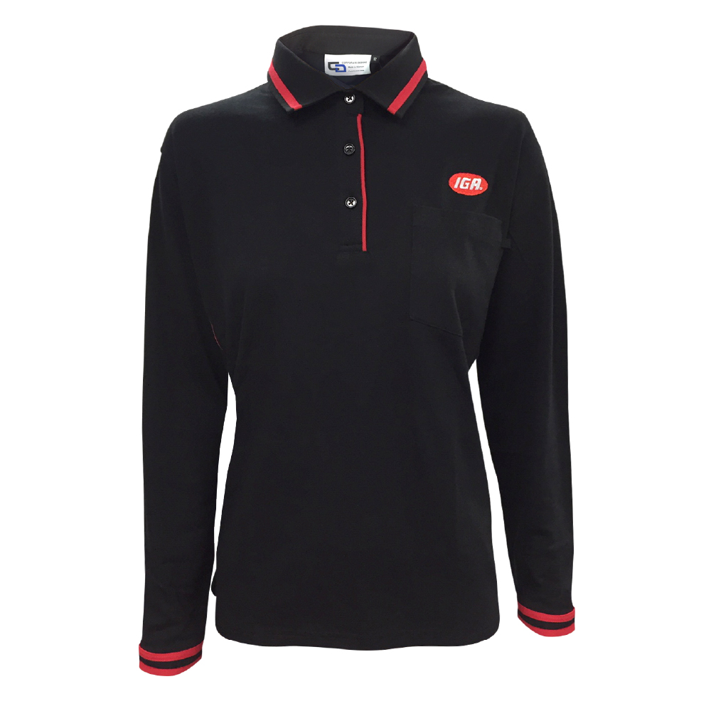 Ladies Long Sleeve Contrast Polo