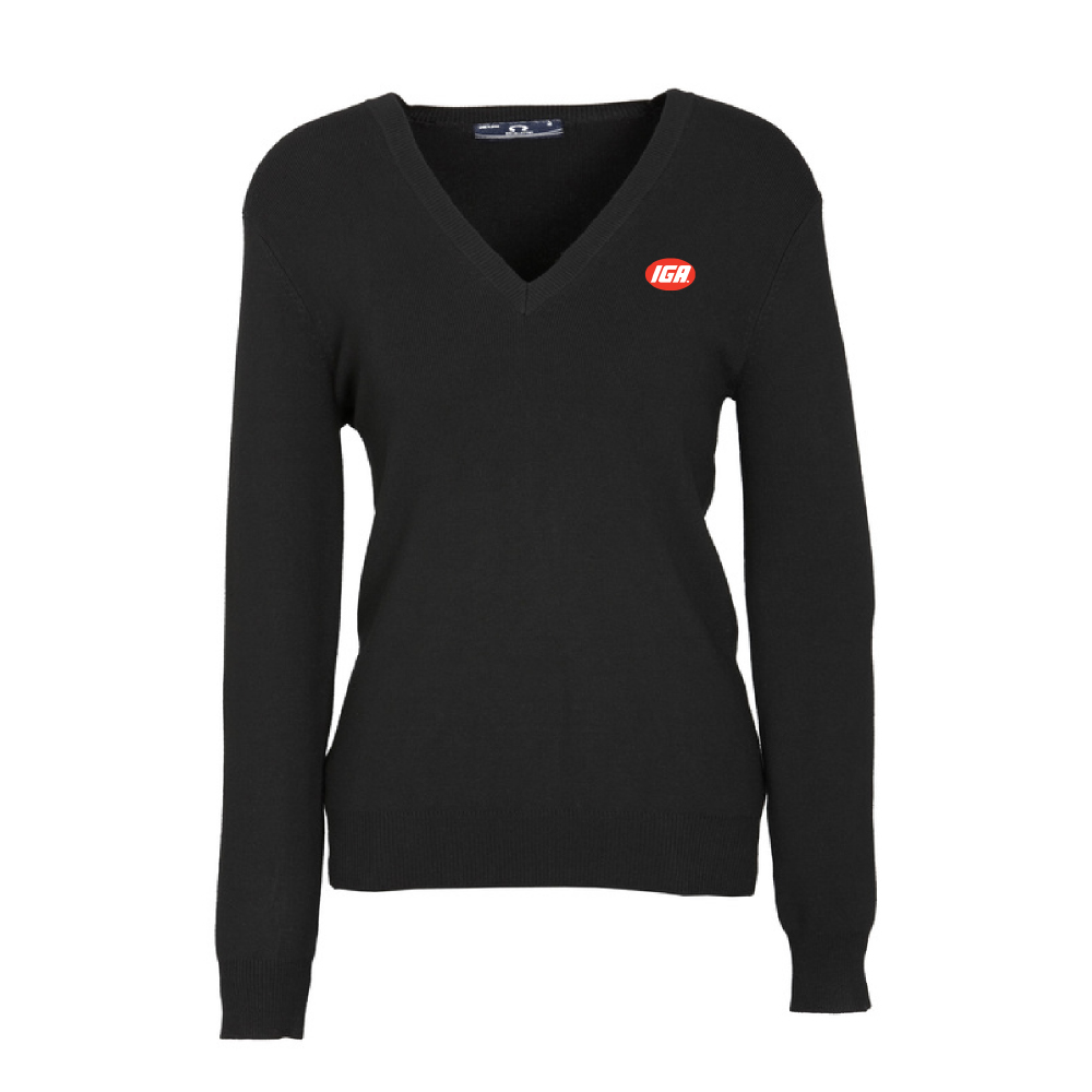 Ladies V-Neck Knit Pullover