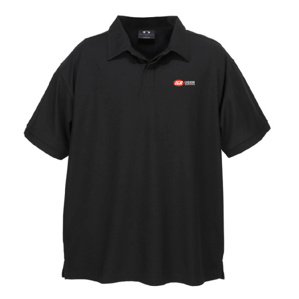 Mens Micro Waffle Polo-Black
